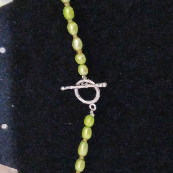 Vintage Eyecatching 18" Green Pearl, Pink Hearts and Flower Necklace - Picture 5 of 6